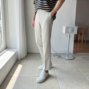 夏季米色直筒九分裤男款西裤男士西装裤韩版男裤2026新款裤子痞帅