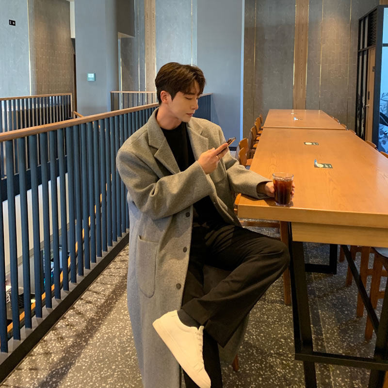 秋冬男款灰色毛呢大衣男中长款过膝宽松落肩呢子风衣外套冬季加厚,男装,毛呢大衣,淘宝优惠券,粉丝福利购,淘宝优惠卷
