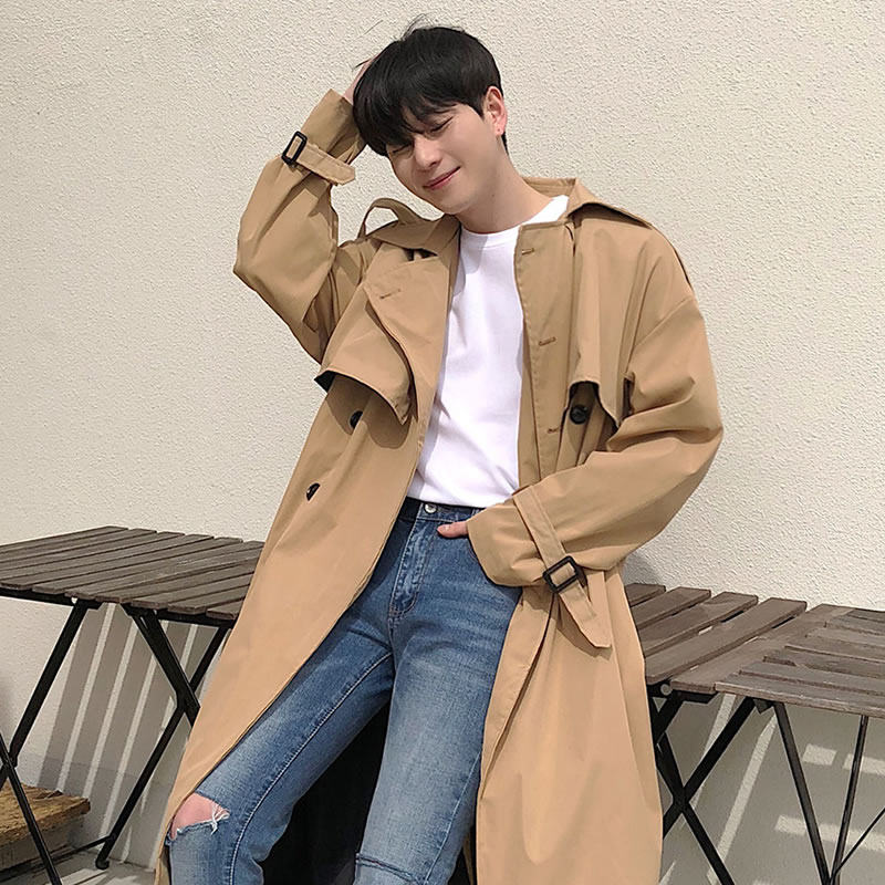 【断码福利】男款风衣春秋外套男中长款韩版潮流大码宽松男士休闲