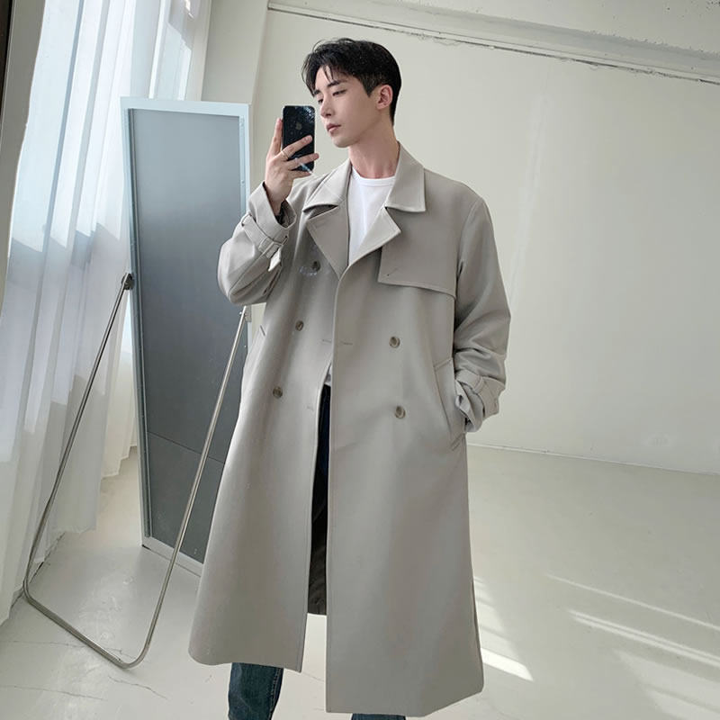 春秋男款风衣外套男中长款高级感大码宽松韩版潮休闲男士大衣秋季