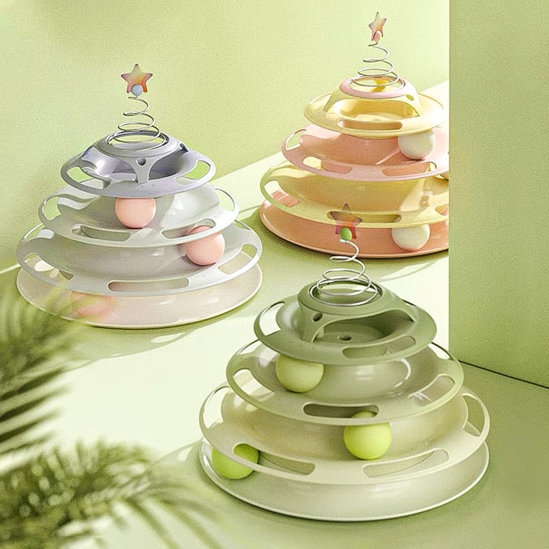 流体动物四层转盘猫玩具球猫咪轨道玩具自嗨解闷塑料盘