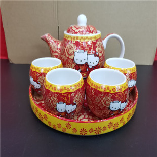 凯蒂猫婚礼陶瓷经典Kt猫茶具婚礼茶杯婚礼茶杯茶盘碗和筷子婚礼