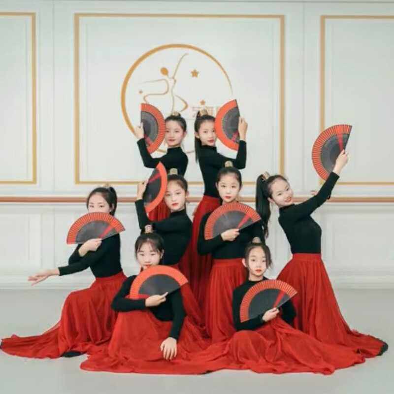 中国风女童开场舞大摆裙万疆舞蹈裙骁扇子舞雪纺半身裙古典舞蹈服,童装/婴儿装/亲子装,儿童演出服,淘宝优惠券,粉丝福利购,淘宝优惠卷