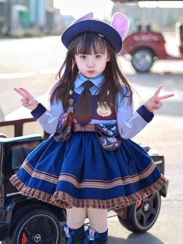 Дисней, наряд маленькой принцессы для девочек, кролик, платье, стиль Лолита, офицер полиции, косплей