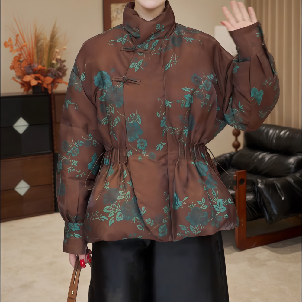 印花羽绒服外套气质百搭上衣女