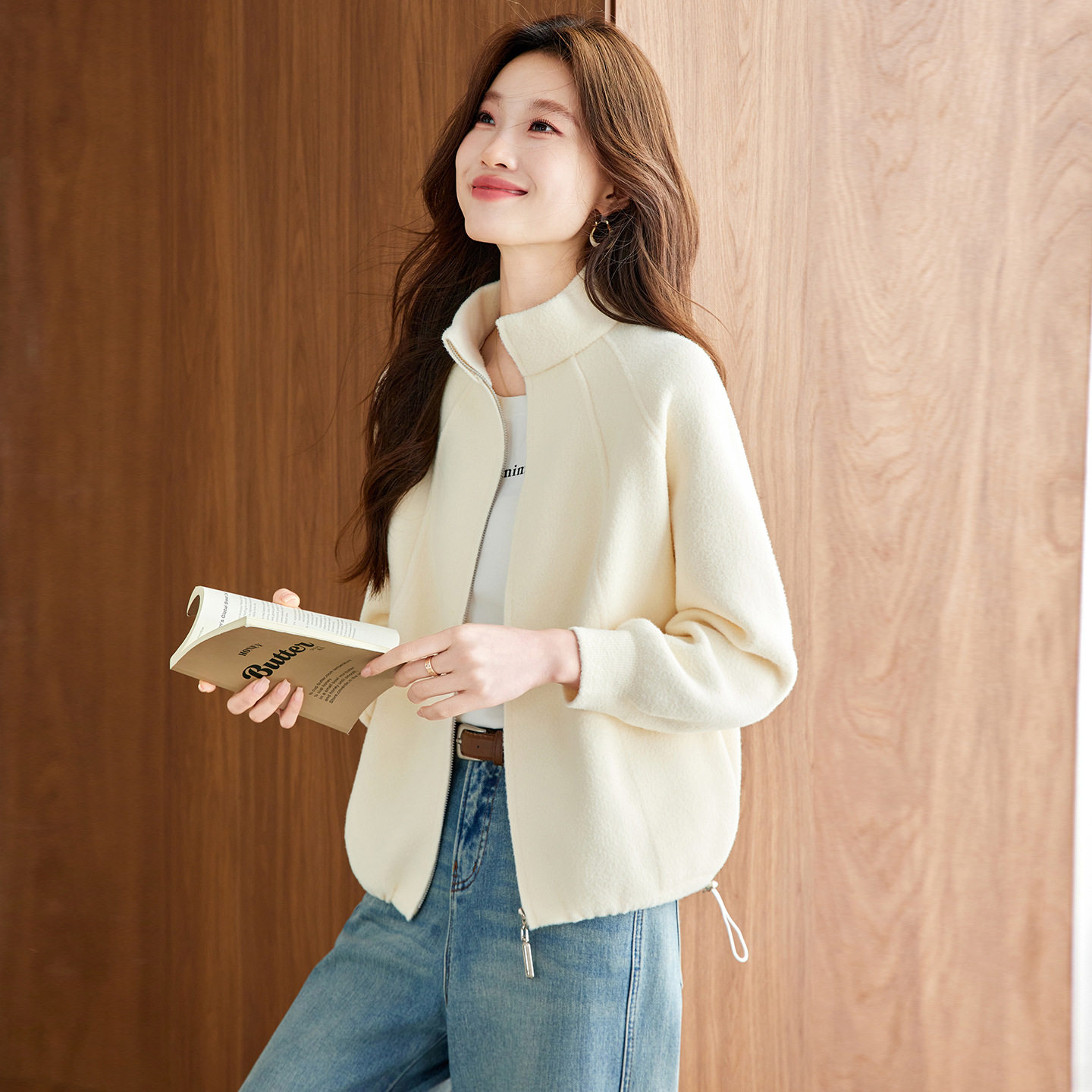 高级感立领毛呢外套女秋冬季2025年新款休闲女装拉链开衫外搭上衣,女装/女士精品,短外套,淘宝优惠券,粉丝福利购,淘宝优惠卷