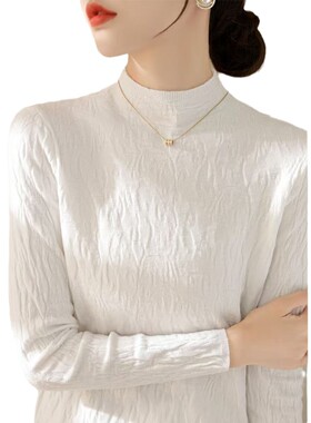 秋冬纯色针织衫螺纹长袖毛衣打底衫上衣女气质通勤圆领复古风百搭