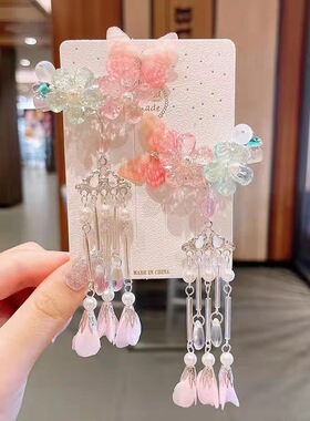 汉服发饰儿童新款古代流苏步摇中国风兔子配饰女童唐装发卡头饰