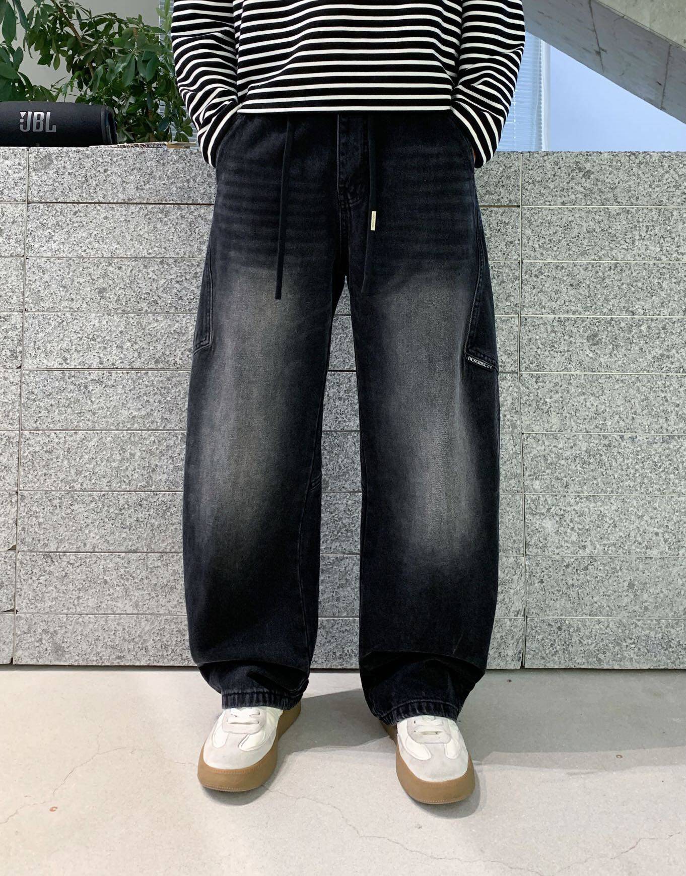 2026春季新款美式复古高街水洗做旧弯刀牛仔裤宽松显瘦百搭阔腿裤