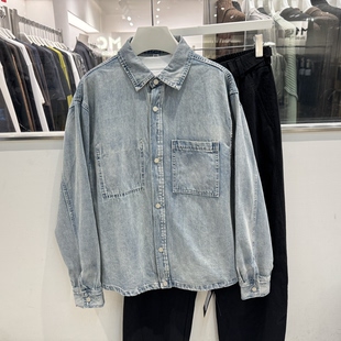 衬衫 2026春季 百搭宽松简约男牛仔衬衣长袖 复古洗水经典 外套潮 美式