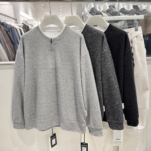 2026春季新款美式复古半拉链卫衣男圆领上衣潮流休闲宽松打底衫潮