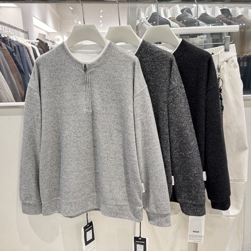 2026春季新款美式复古半拉链卫衣男圆领上衣潮流休闲宽松打底衫潮