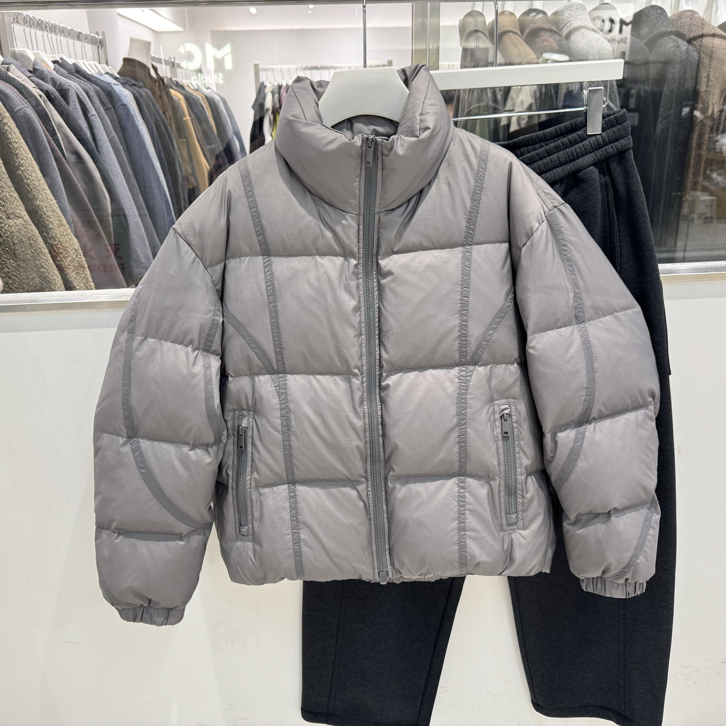 2025冬季美式复古拼色羽绒服男时尚百搭痞帅保暖立领保暖面包服潮