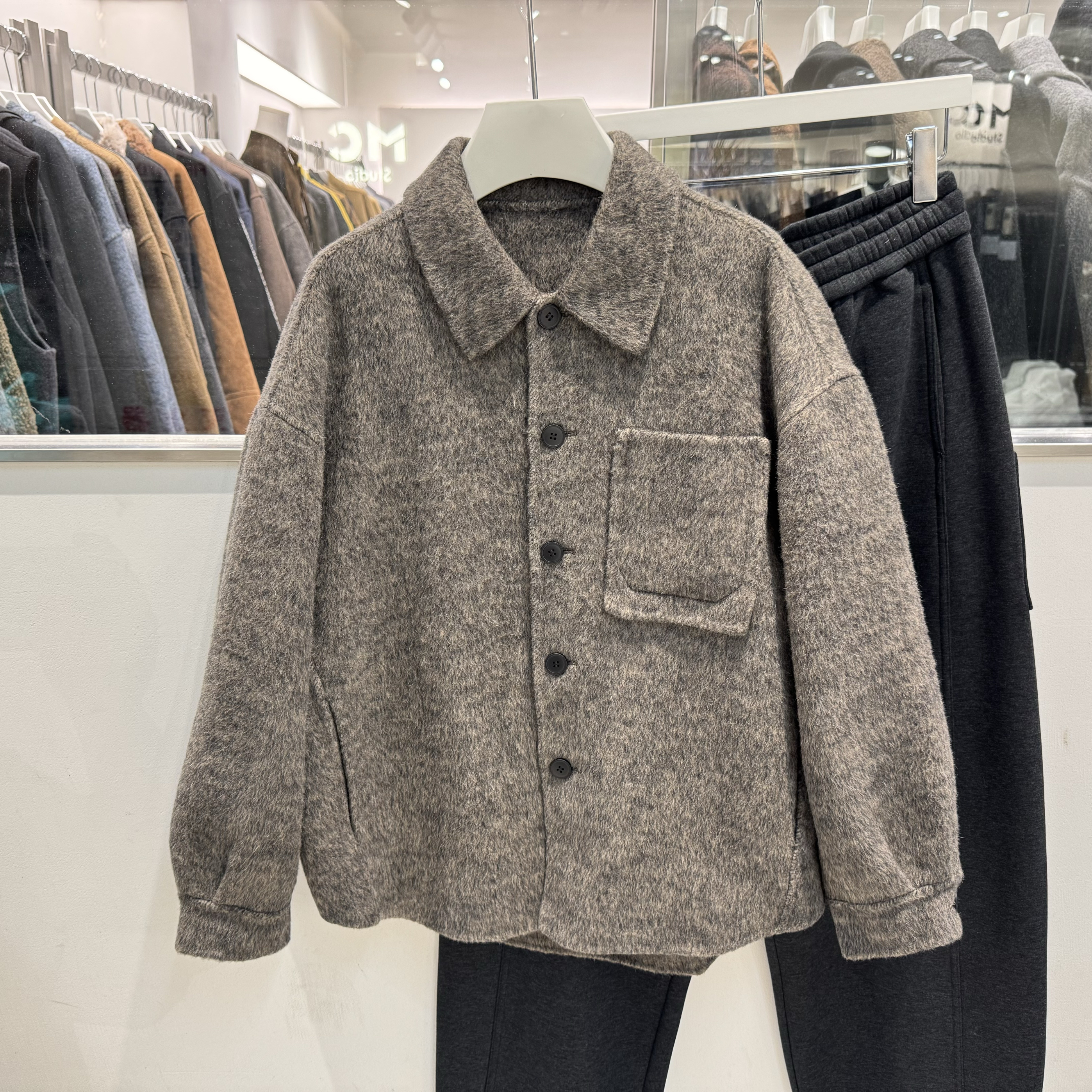 2025冬季美式复古高级感双面呢羊毛大衣男时尚百搭痞帅廊形外套潮