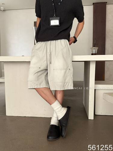 乾尚2026夏季美式复古做旧拼接工装五分裤男宽松痞帅直筒运动短裤