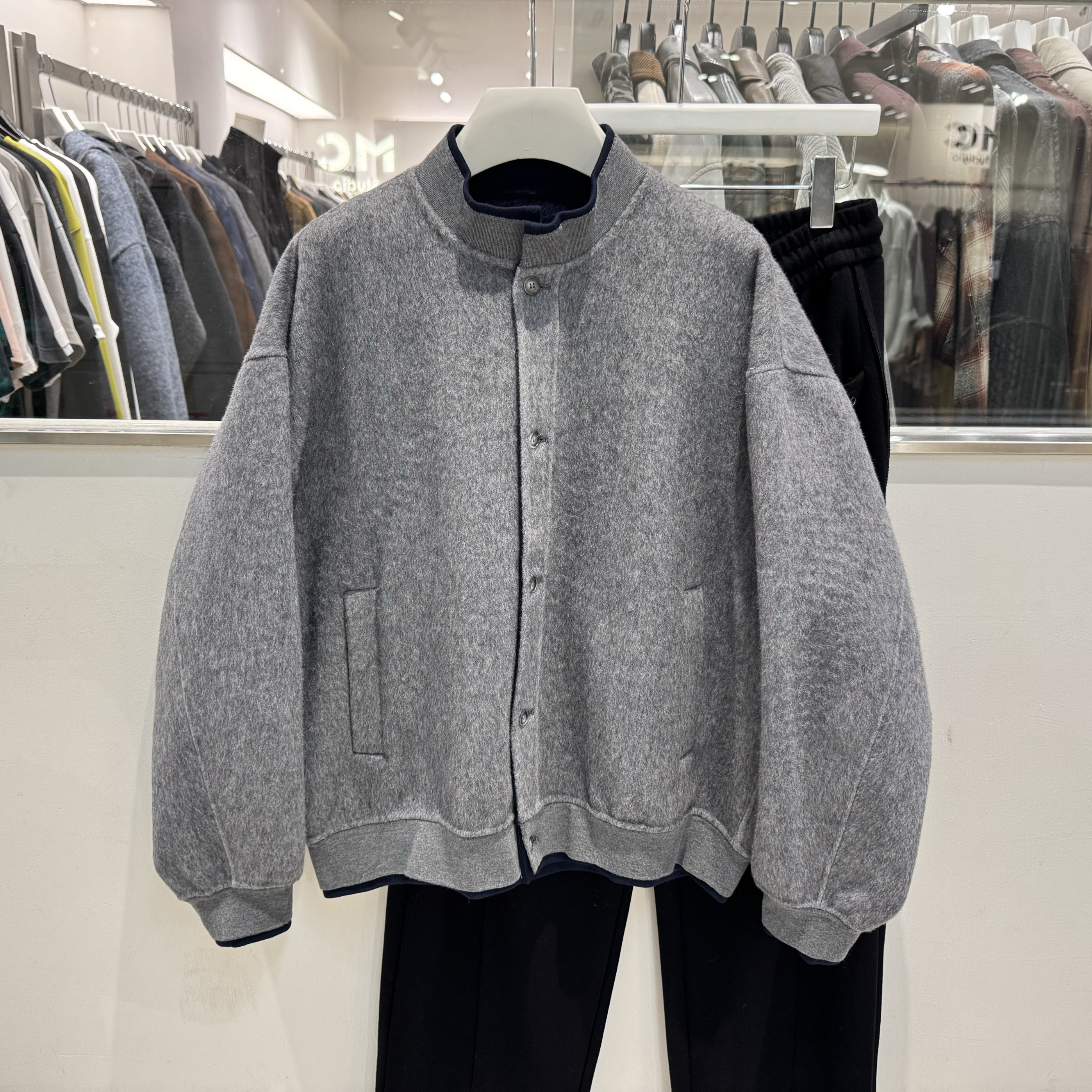 2025冬季韩系拼接撞色100%绵羊毛双面呢大衣男时尚百搭痞帅外套潮