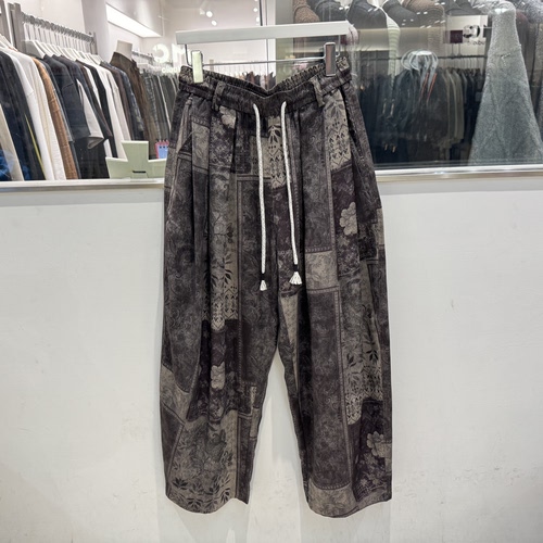 2026春季国潮复古印花大口袋阔腿裤男时尚百搭小众直筒休闲长裤子