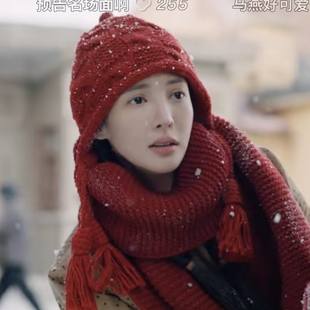 南来北往金晨马燕同款帽子日系红色咖色护耳明星高级感毛线针织帽