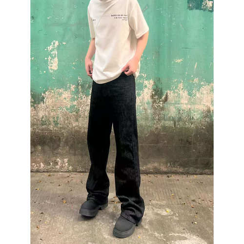 JQ2ALSO美式黑金原牛牛仔裤宽松直筒休闲长裤 cleanfit微喇男女款