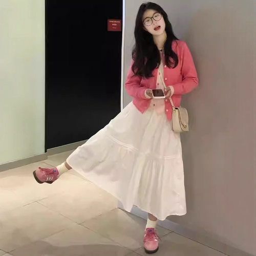 白色芭蕾风半身裙女春秋夏2026新款高腰a字中女式长裙蓬蓬蛋糕裙