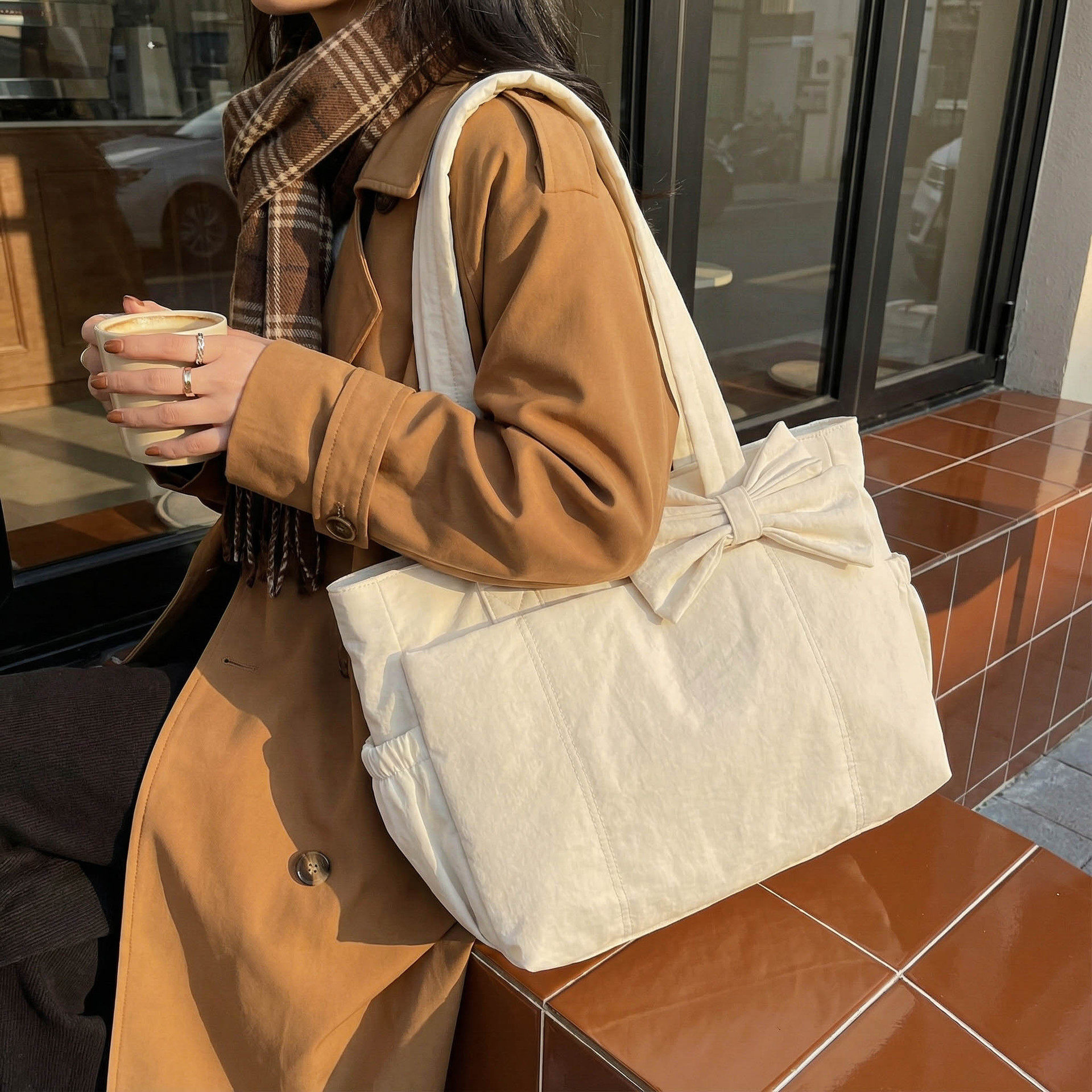 2025新款斜挎包大学生上课包包女两用ins风日系大容量纯色单肩包