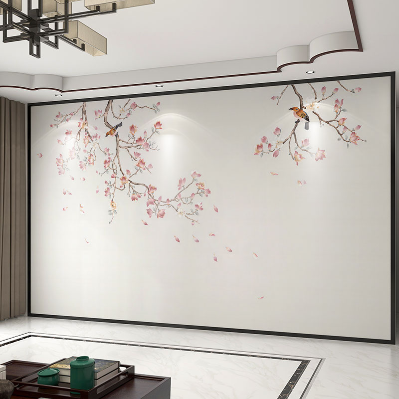 3d立体中式花鸟壁画全国可上门贴