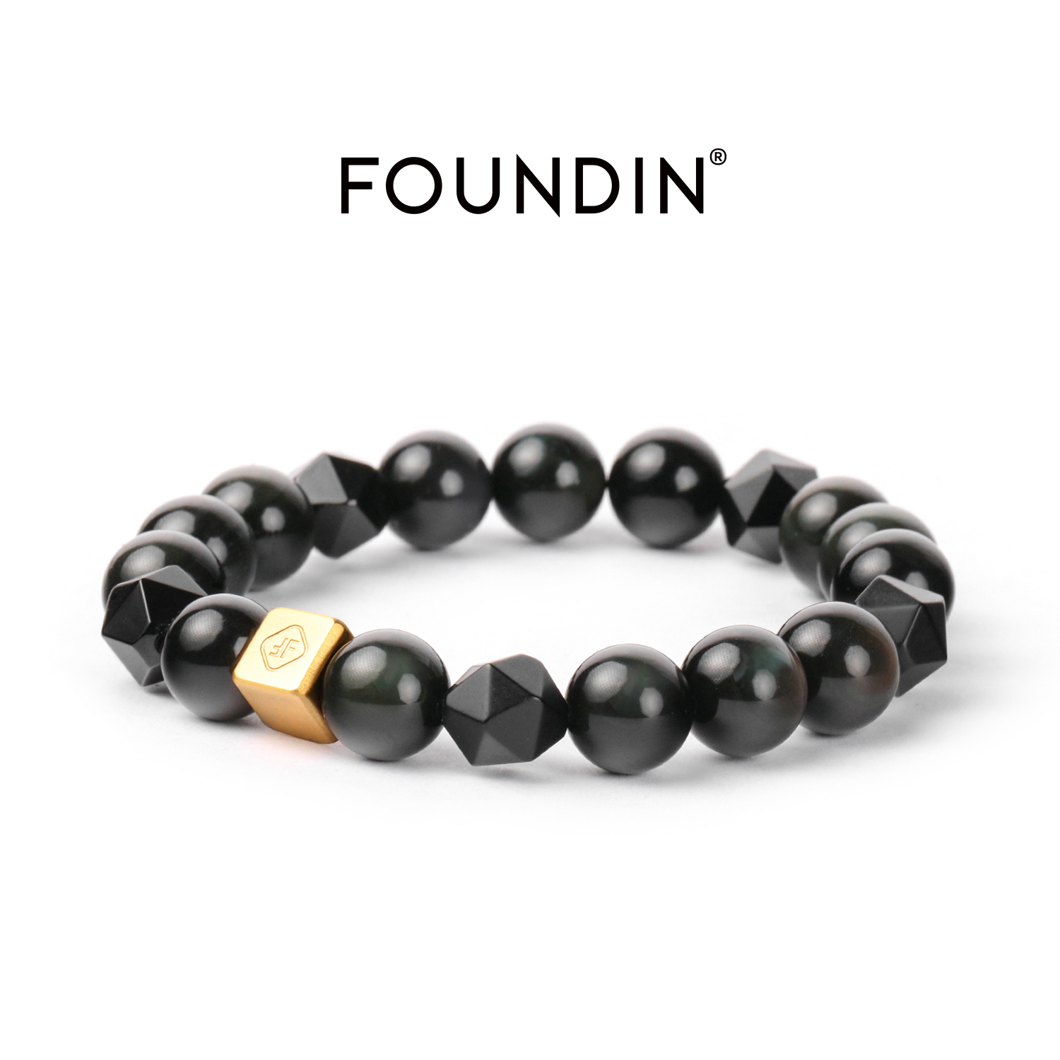 顺丰直发|FOUNDIN凡汀 黑武士黑曜石切面黑玛瑙手链男礼物|可刻字