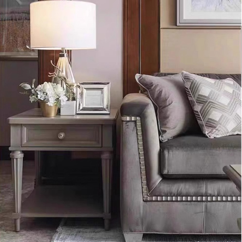 美式复古轻奢art莫里印象系列卧室实木床头柜主卧角几客厅边几