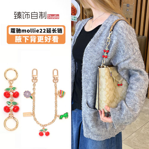 适用蔻驰mollie22樱桃延长链coach水桶包加长链条改造装饰链配件