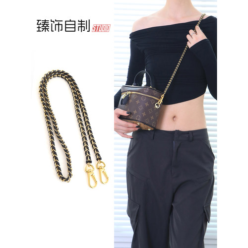 麻将包黑色穿皮链子适配老花包