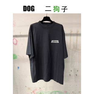 胶带印花宽松oversize圆领短袖 26SS早春 T恤男女 二狗子定制