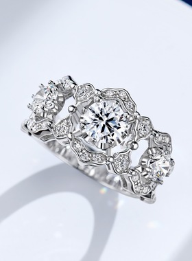 蕾丝钻戒指80分高级感日常百搭轻奢公主仙女风925银镀金戒指