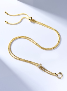 万能链66cm意大利进口链条两个调节扣环可调节链长925银镀金项链