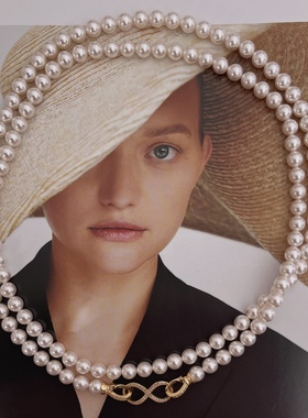 60/80/120cm施家珍珠6mm超长毛衣链可叠戴小香风