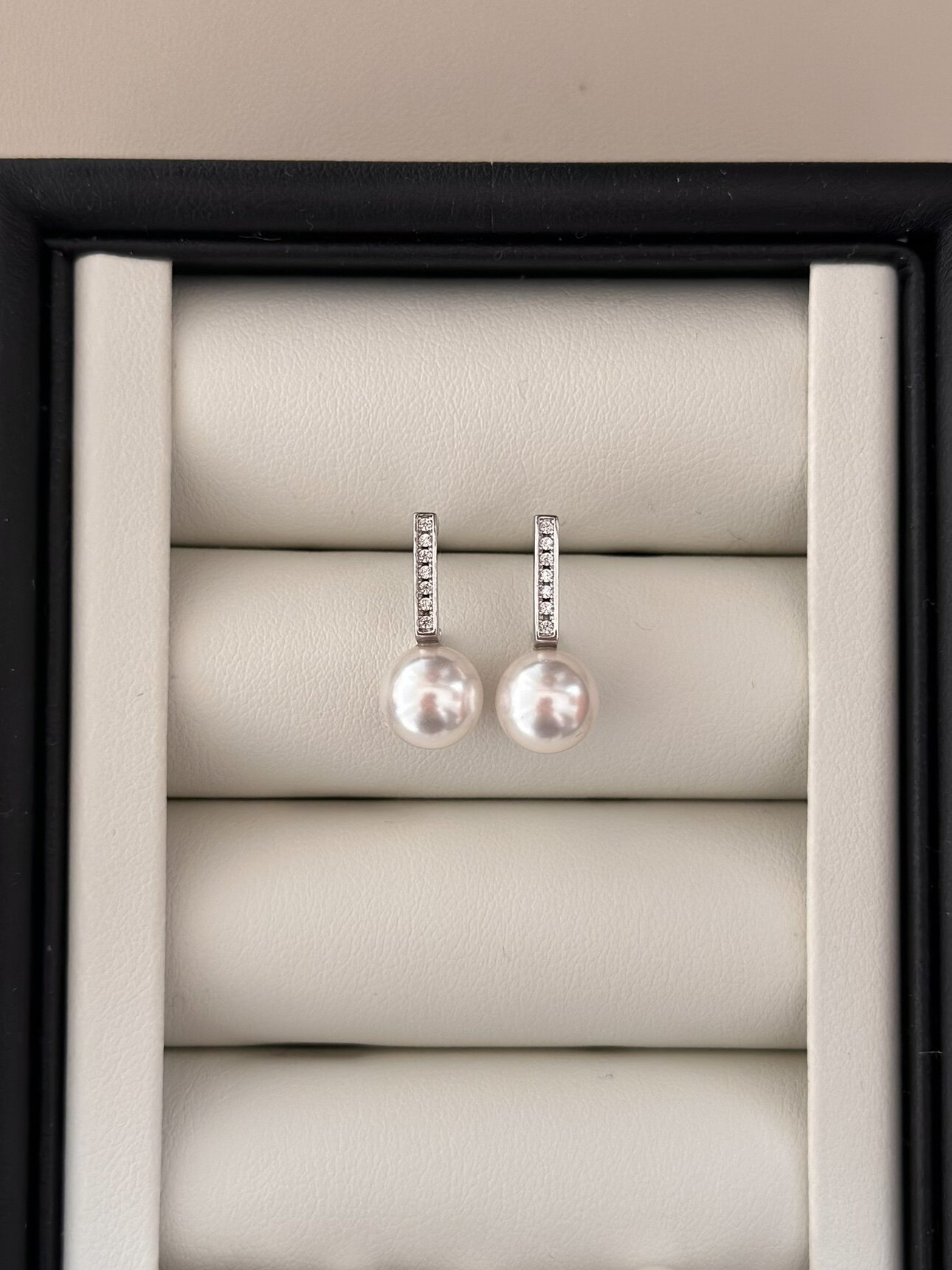 joie音符耳钉进口施家珍珠纯银镀白金