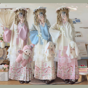 马面裙罩裙洛丽塔套装 汉洋折衷交领琵琶袖 三生猫 原创明制汉服