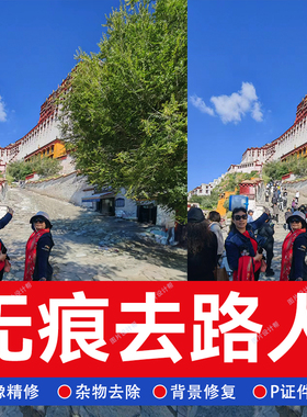 p图去路人照片去人无痕p杂物抠图换背景底色去水印人物消除换天空