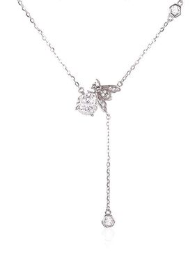 闪亮s925纯银小蜜蜂莫桑钻项链高端轻奢时尚百搭新潮精致锁骨链