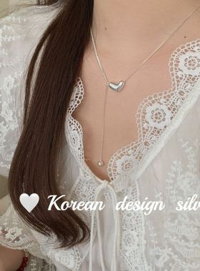 2024款韩国ins风小众设计感饰品 S925纯银精巧简约爱心圆珠项链女