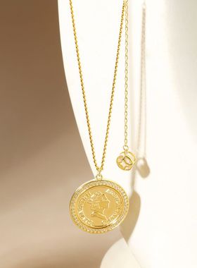 925纯银项链女王头像女毛衣链秋冬轻奢高级感小众设计ins饰品配饰