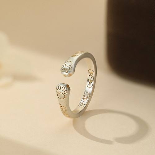 阿宝S999足银猫爪戒指独特设计可爱气质搞怪日常清新手饰跨境代发