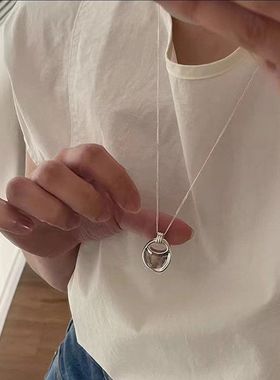 925纯银马鞍包项链女韩国ins轻奢冷淡风小众时髦秋冬毛衣链N7188
