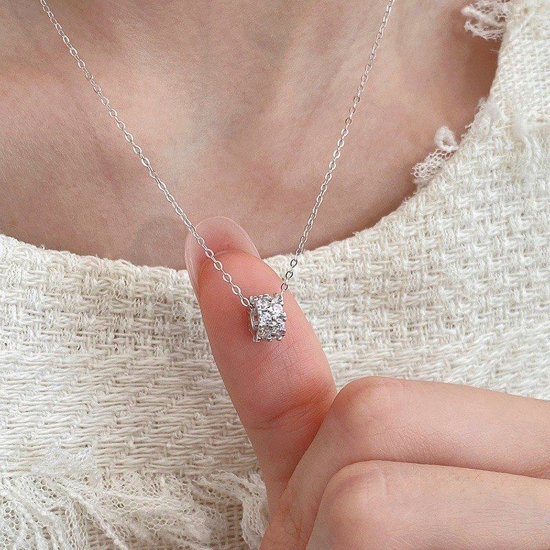 s925满镶转运珠项链气质轻奢高级感小蛮腰精致锁骨链时尚百搭颈链