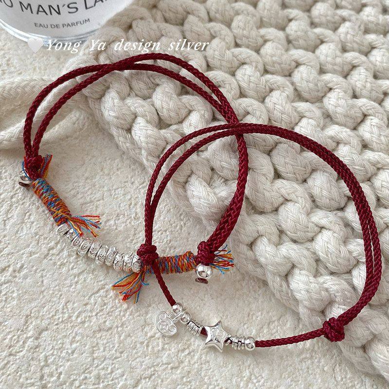 纯银S925盘缠红绳手链气质韩风红绳福星叠戴高级设计感手链代发,饰品/流行首饰/时尚饰品新,银饰配件,淘宝优惠券,粉丝福利购,淘宝优惠卷