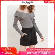 Labey phù hợp với quần short nữ cạp cao 2019 mới hè đen một chữ lỏng rộng chân thon quần âu - Quần short