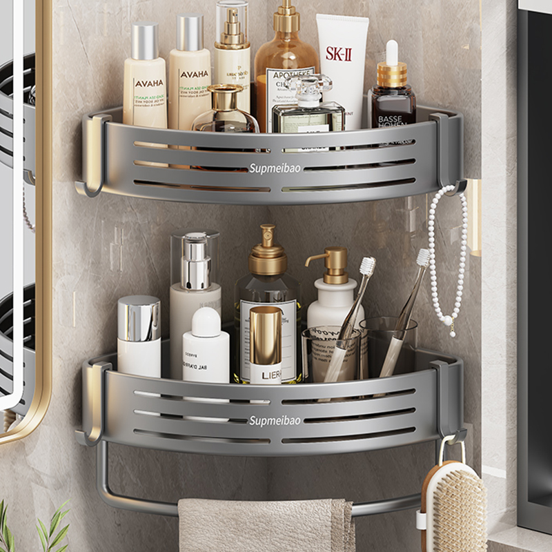 免打孔化妆室浴室三角置物架壁挂式厕所洗手间洗漱台墙上收纳挂架