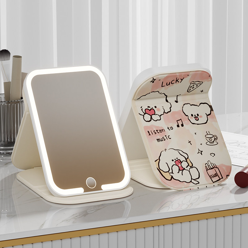 随身便携可折叠新款智能高清带led灯镜高级随身家用化妆镜子学生