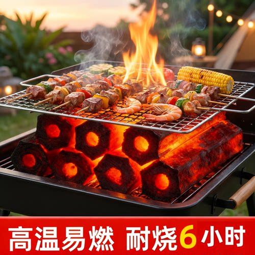 烧烤专用无烟木炭家用室内碳烤果木碳机制炭围炉煮茶铜火锅易燃炭