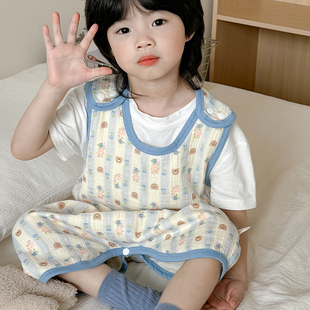 宝宝背心睡袋纯棉纱布夏季薄款婴儿防踢被子神器儿童马甲夏天大童