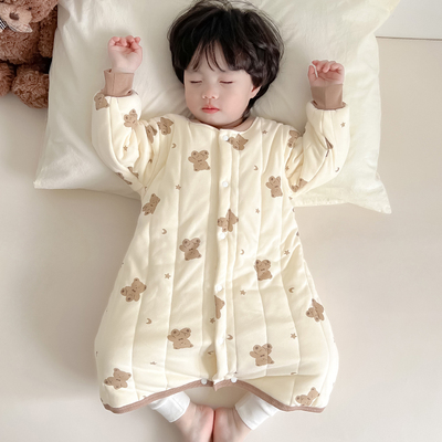 儿童冬季加厚开衫式睡袍纯棉睡袋